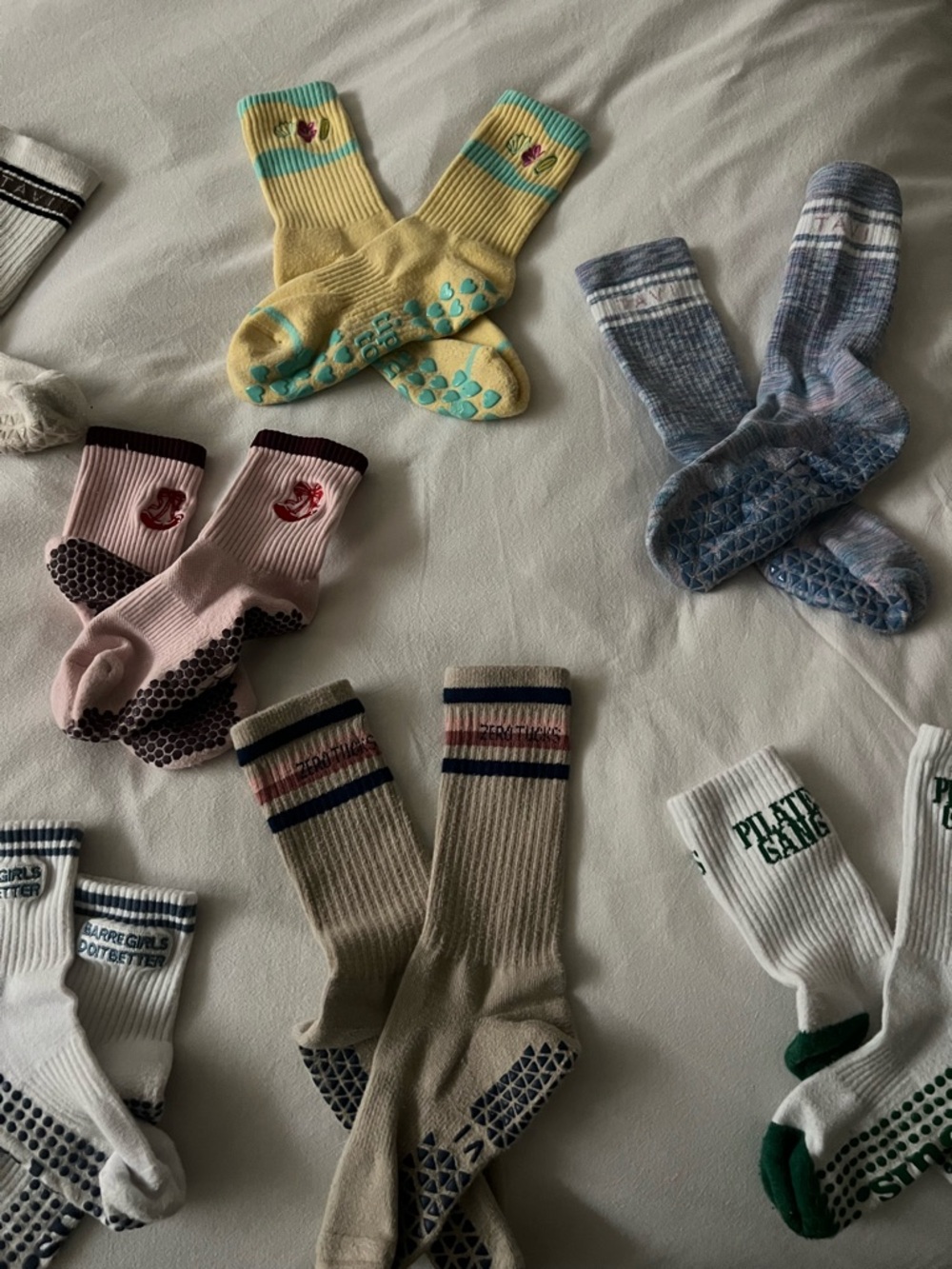 8 pairs of pilates barre yoga grip socks by tavi souls lucky honey